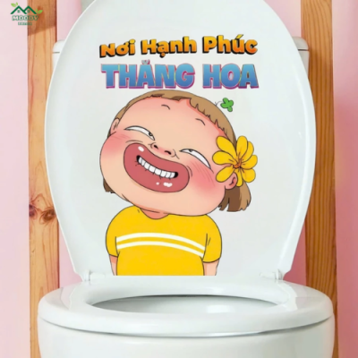 Miếng Dán, Hình dán Decal Trang Trí Bồn Cầu Toilet Moody Decor Chống Nước - Không Phai Màu - Ảnh 2