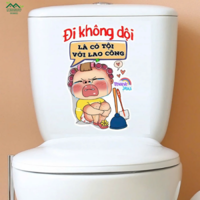 Miếng Dán, Hình dán Decal Trang Trí Bồn Cầu Toilet Moody Decor Chống Nước - Không Phai Màu - Ảnh 3