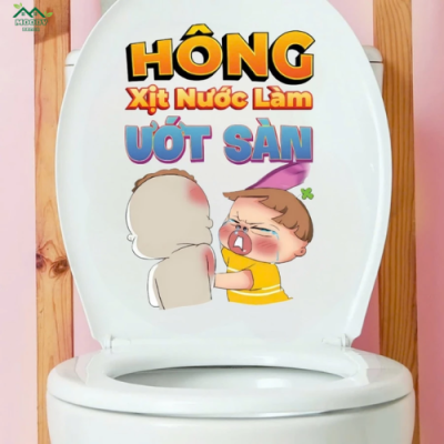 Miếng Dán, Hình dán Decal Trang Trí Bồn Cầu Toilet Moody Decor Chống Nước - Không Phai Màu