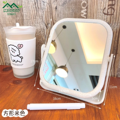 Gương để bàn lúa mạch có 2 mặt xoay 360 độ trang trí decor phòng đẹp