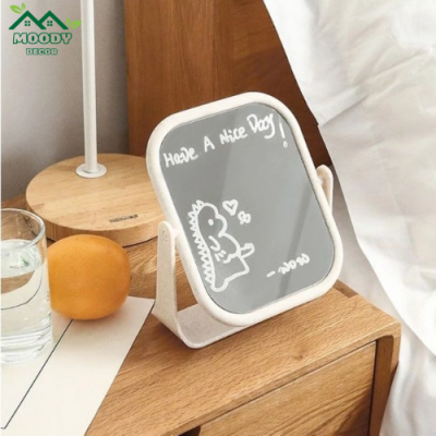 Gương để bàn lúa mạch có 2 mặt xoay 360 độ trang trí decor phòng đẹp